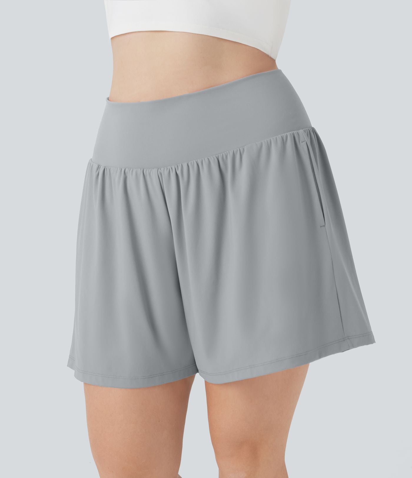Short tailleur 2-en-1 Cool Touch yoga taille très haute Softlyzero™ Airy grande taille 17,5 cm avec poches
