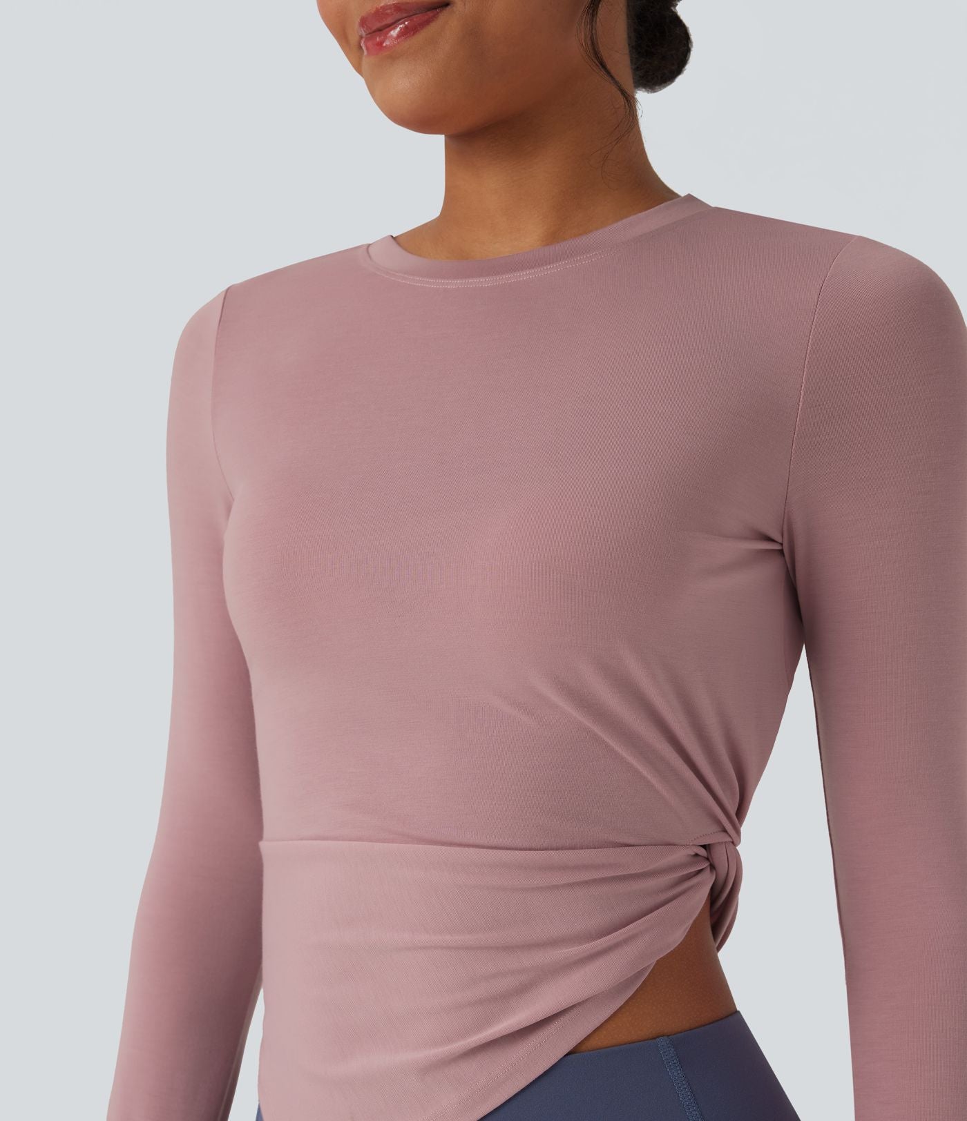Haut de sport yoga asymétrique séchage rapide manches longues avec trous pouces
