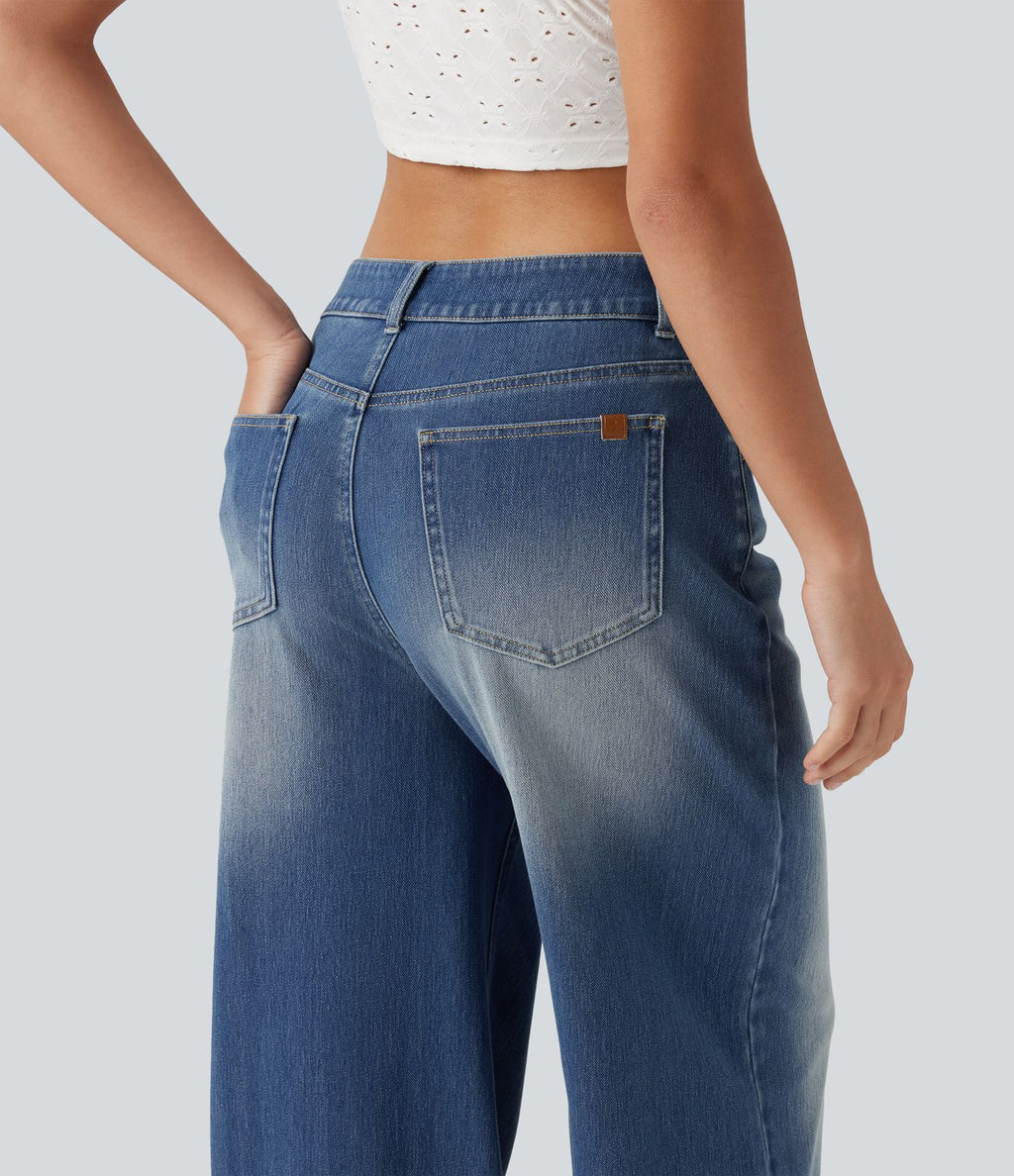 Jean large décontracté Halara Flex™ asymétrique taille mi-haute avec poches