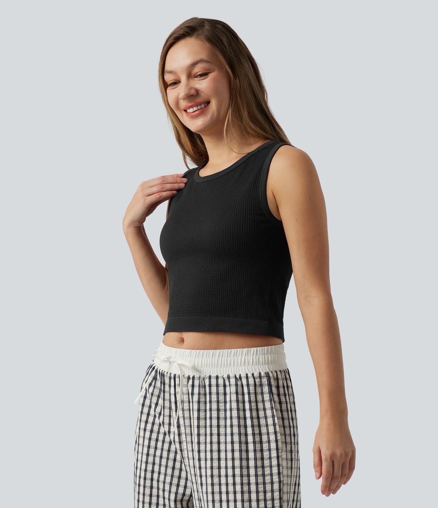 Débardeur court sans coutures en tissu gaufré OneForm Seamless Flow