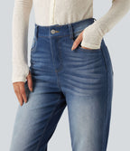 Jean droit Halara Flex™ taille haute gainant délavé avec poches