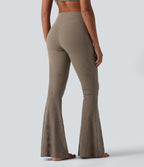 Pantalon de yoga évasé gainant taille haute avec dentelle contrastée et poche Halara UltraSculpt™