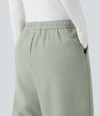 Pantalon large taille haute avec cordon de serrage et poches
