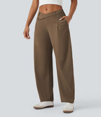 Pantalon tailleur fuselé asymétrique taille moyenne Halara Flex™ DayStretch avec poches