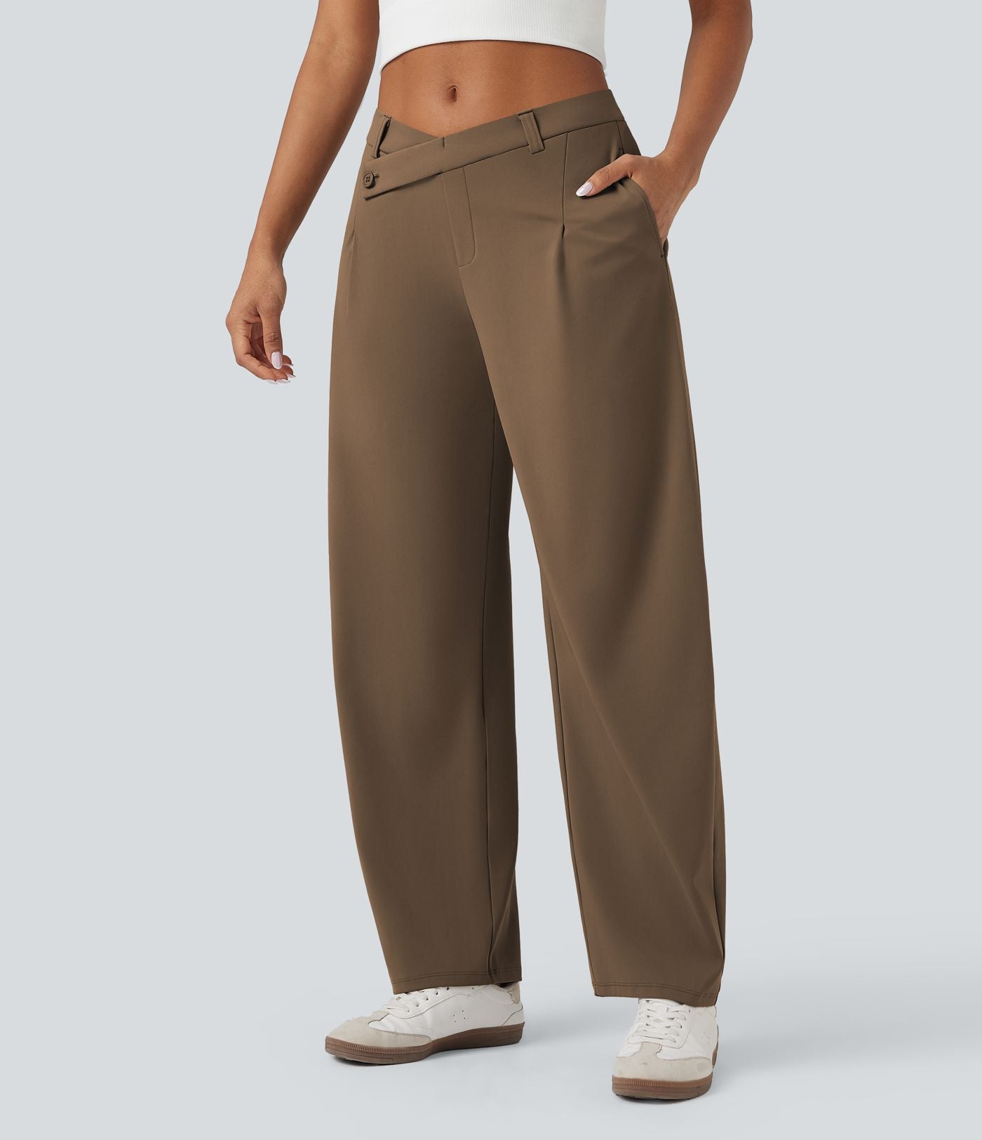 Pantalon tailleur fuselé asymétrique taille moyenne Halara Flex™ DayStretch avec poches
