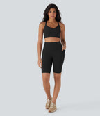 Short cycliste 22,8 cm d'entraînement gainant taille haute avec poches Halara UltraSculpt™