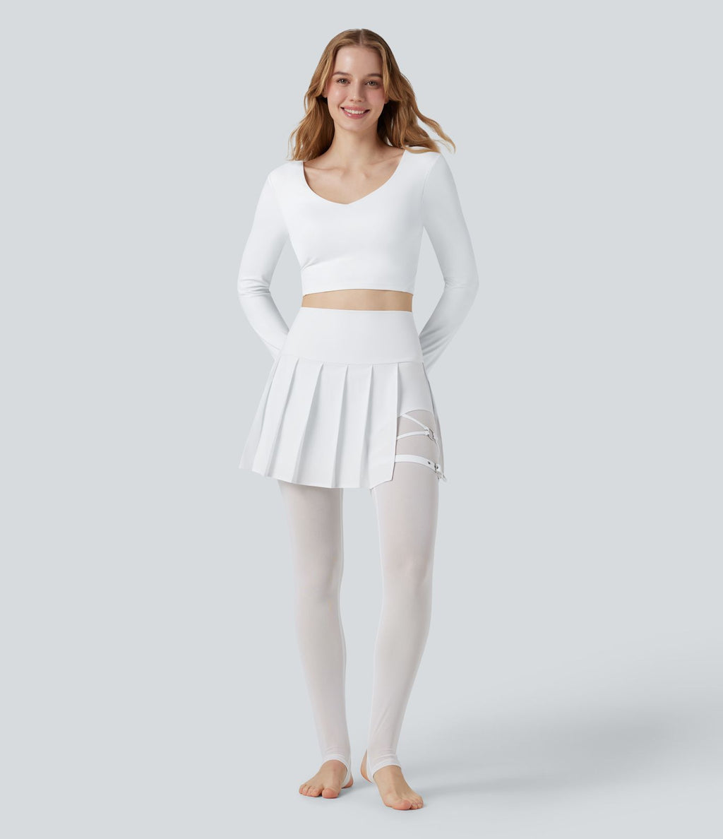 Legging à jupe étrier danse Breezeful™ 2-en-1 taille haute plissé résille contrastante séchage rapide avec poches