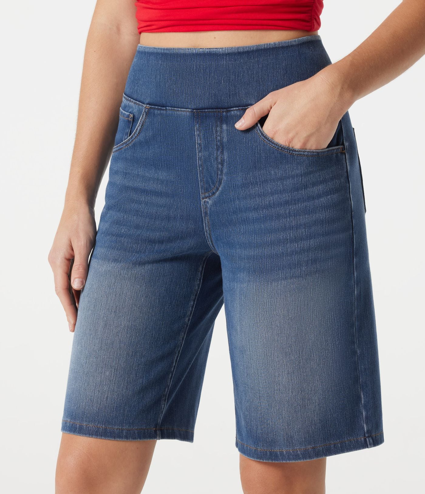 Halara Flex™ Bermuda casual en jean taille haute avec poches