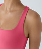Débardeur yoga court SoftlyZero™ Airy col carré dos nu bretelles croisées effet frais InstantCool, bonnets A-C, protection solaire UPF50+