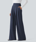 Pantalon de travail droit Halara Flex™ taille haute gainant en crêpe avec poches