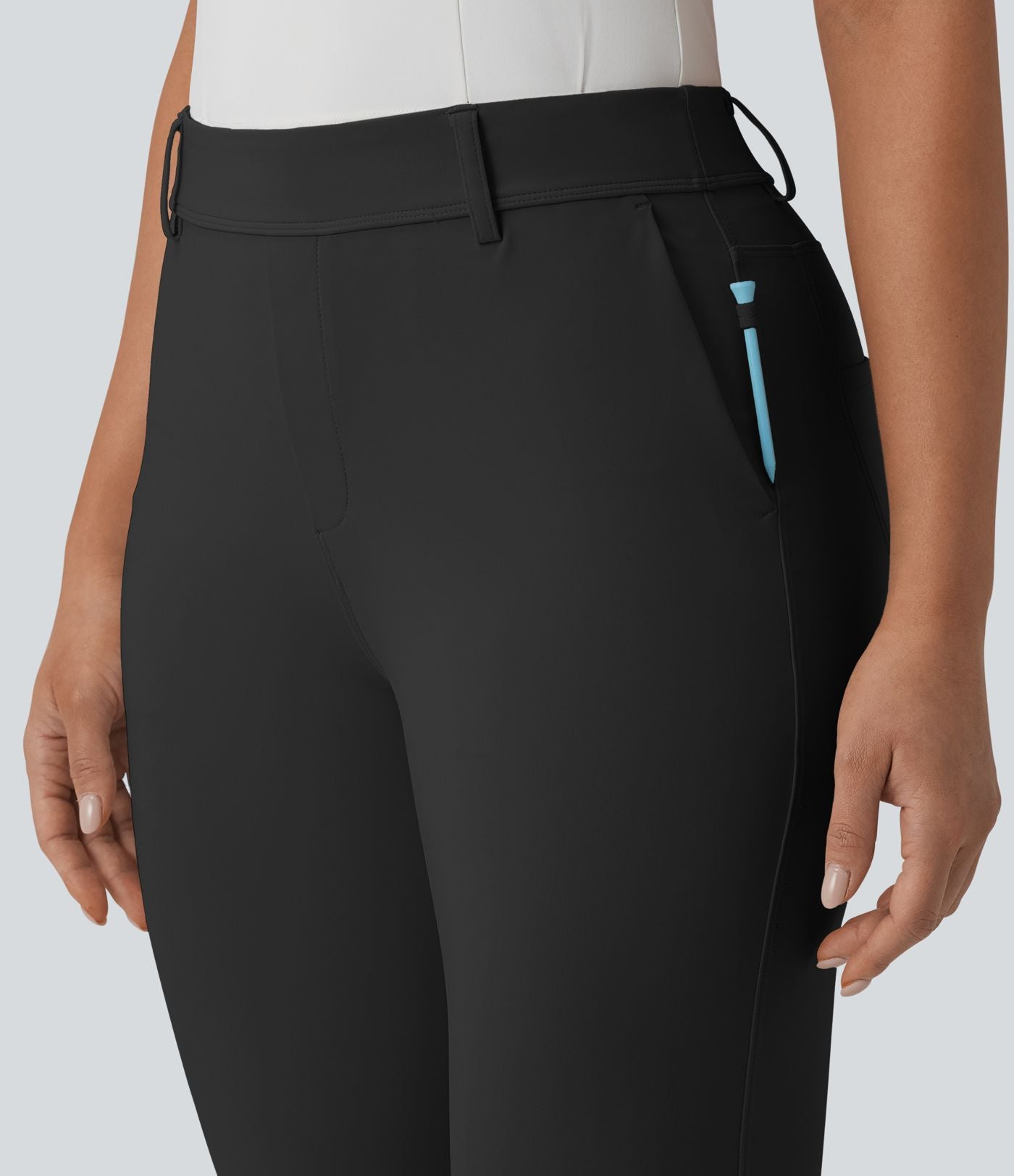 Pantalon de golf slim taille mi-haute séchage rapide avec poche pour tee, UPF 40+