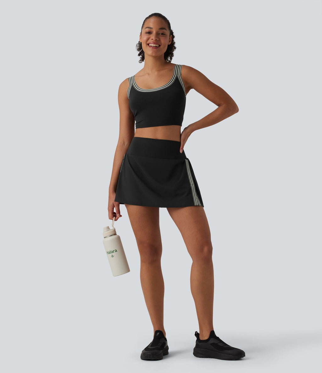 Breezeful™ Jupe-short pickleball mini 2-en-1 plissée séchage rapide taille haute à bandes latérales avec poches