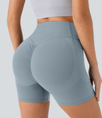 Short cycliste 12,5 cm d'entraînement gainant galbant taille haute avec effet scrunch et poches Halara UltraSculpt™