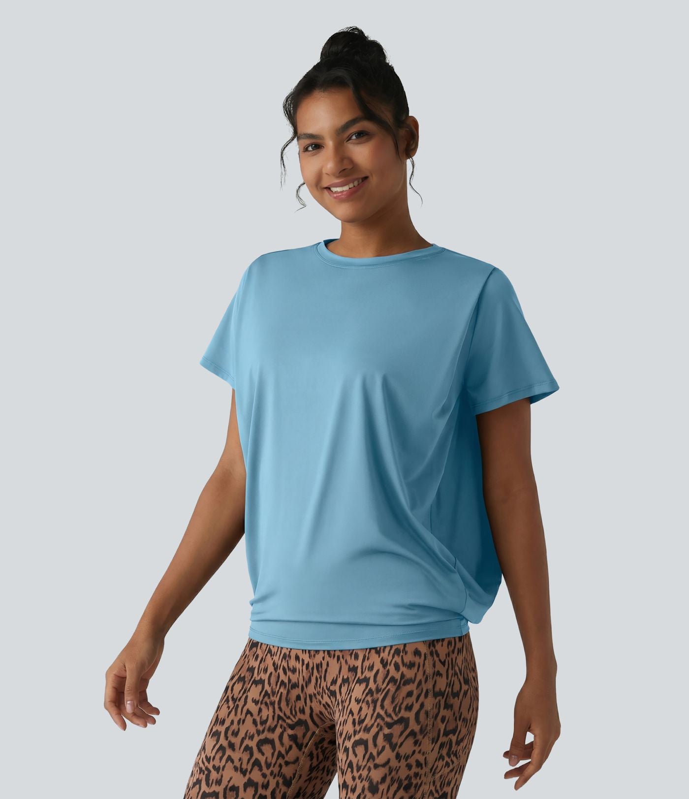 Haut de sport col rond manches courtes effet frais InstantCool avec fronces, protection solaire UPF50+
