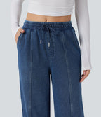 Jean jogging Halara Flex™ coupe droite fendu taille haute molleton français avec cordon de serrage et poches