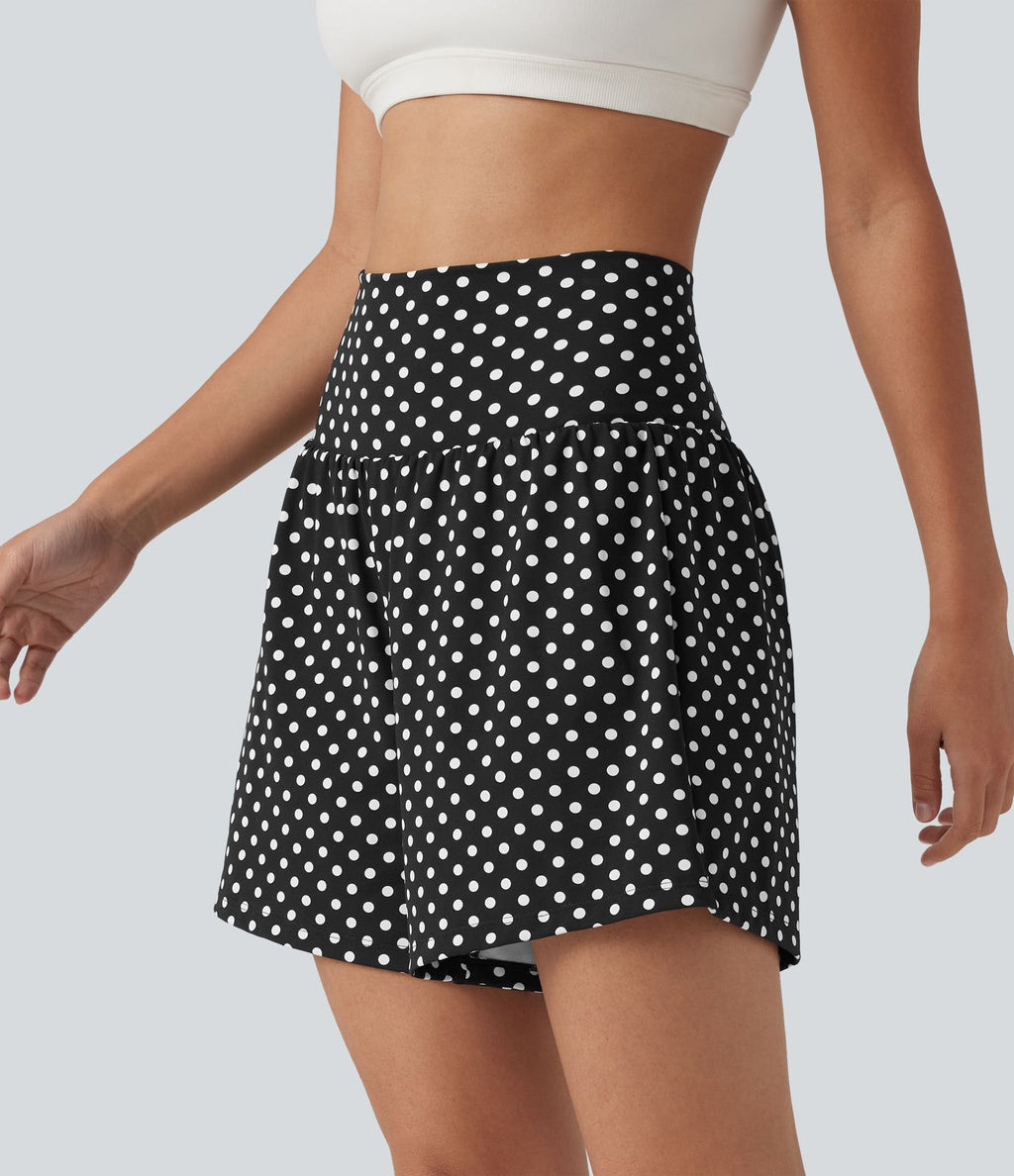 Short de yoga 2-en-1 taille haute 12,5 cm à pois avec poches