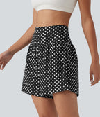 Short de yoga 2-en-1 taille haute 12,5 cm à pois avec poches