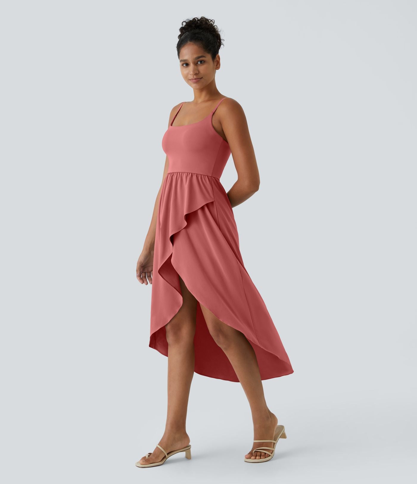 Breezeful™ Robe Casual 2 Pièces Dos Nu Haut Bas Poche Latérale Fluide Séchage Rapide