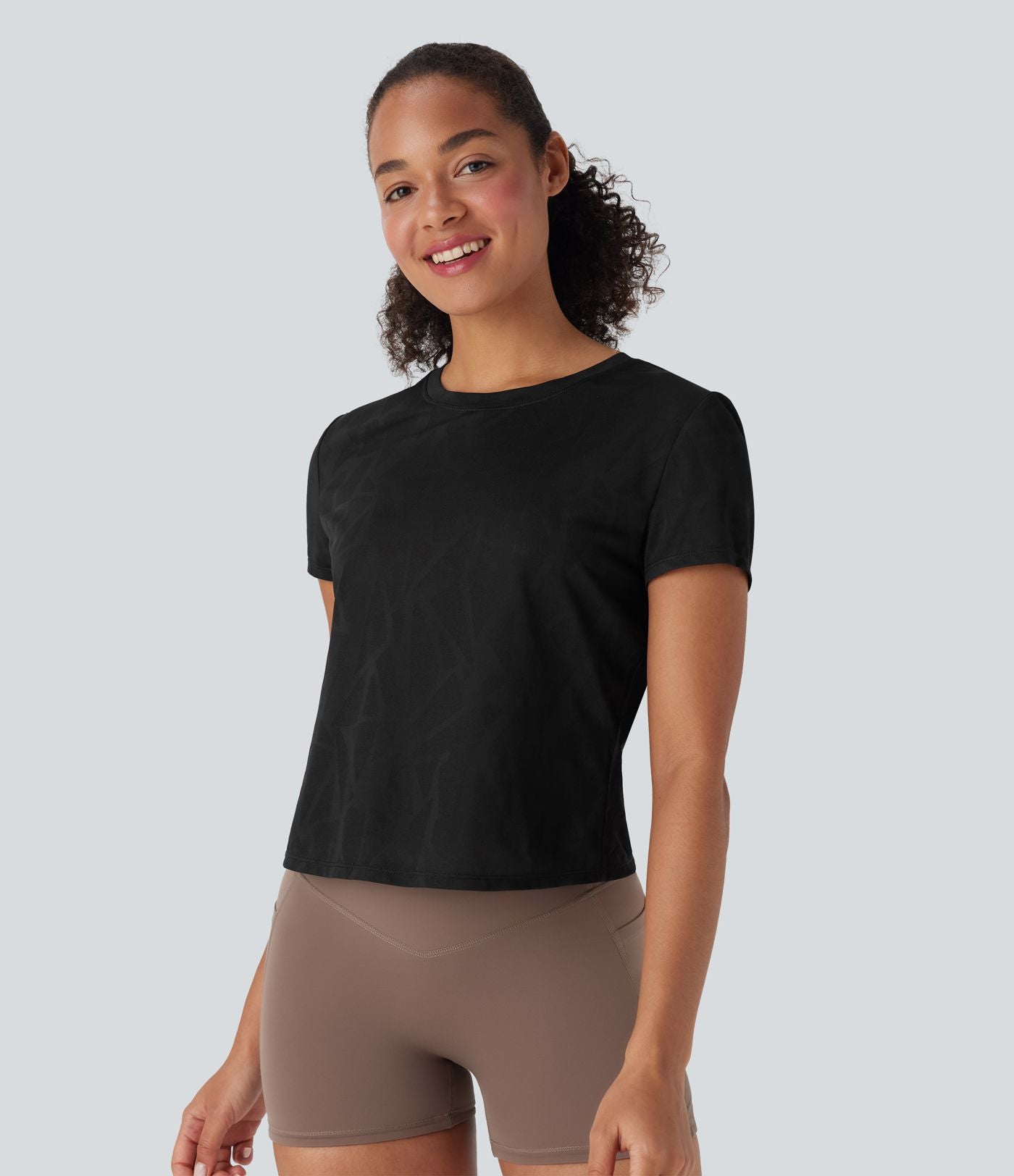 Haut de sport yoga ourlet croisé jacquard sans couture OneForm Seamless Flow