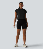 Haut de sport court à capuche et manches courtes en mesh respirant, agréable au toucher, séchage rapide, protection solaire UPF50+