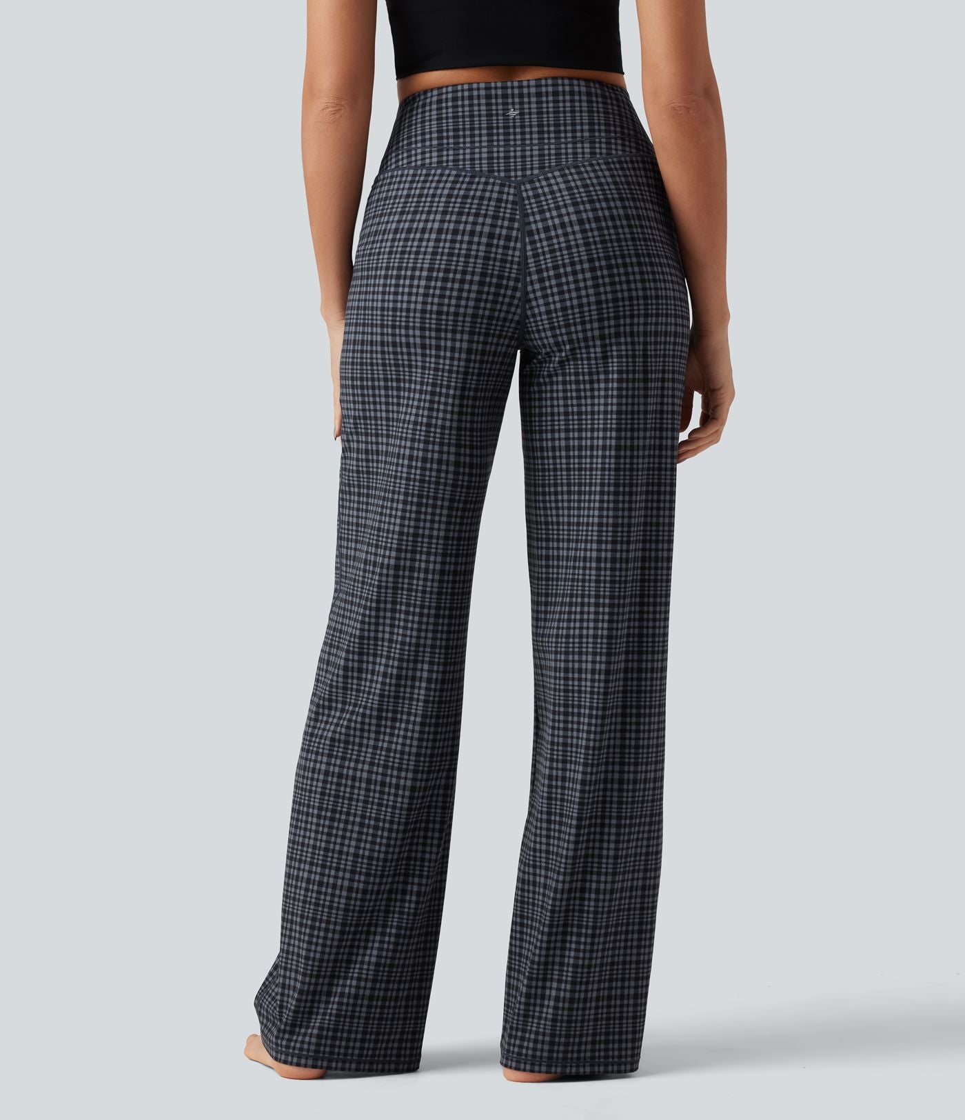Pantalon de yoga droit Halara UltraSculpt™ taille haute gainant à motif tartan avec poches
