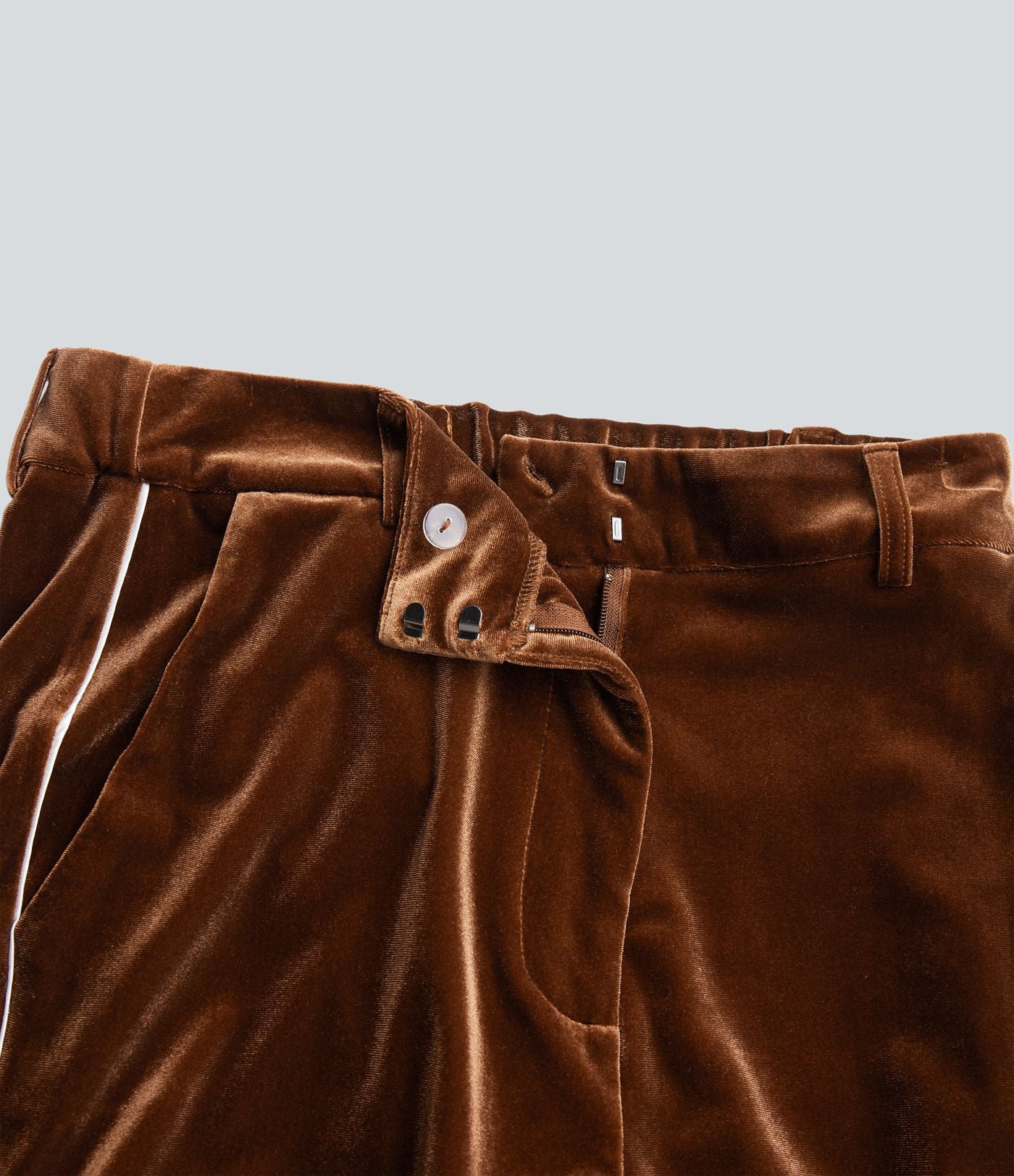 Pantalon velours color block coupe droite taille haute avec poches