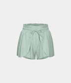 Short Casual 7,5cm Empilé Taille Haute Bordures Volantées Taille Élastique Cordon de Serrage