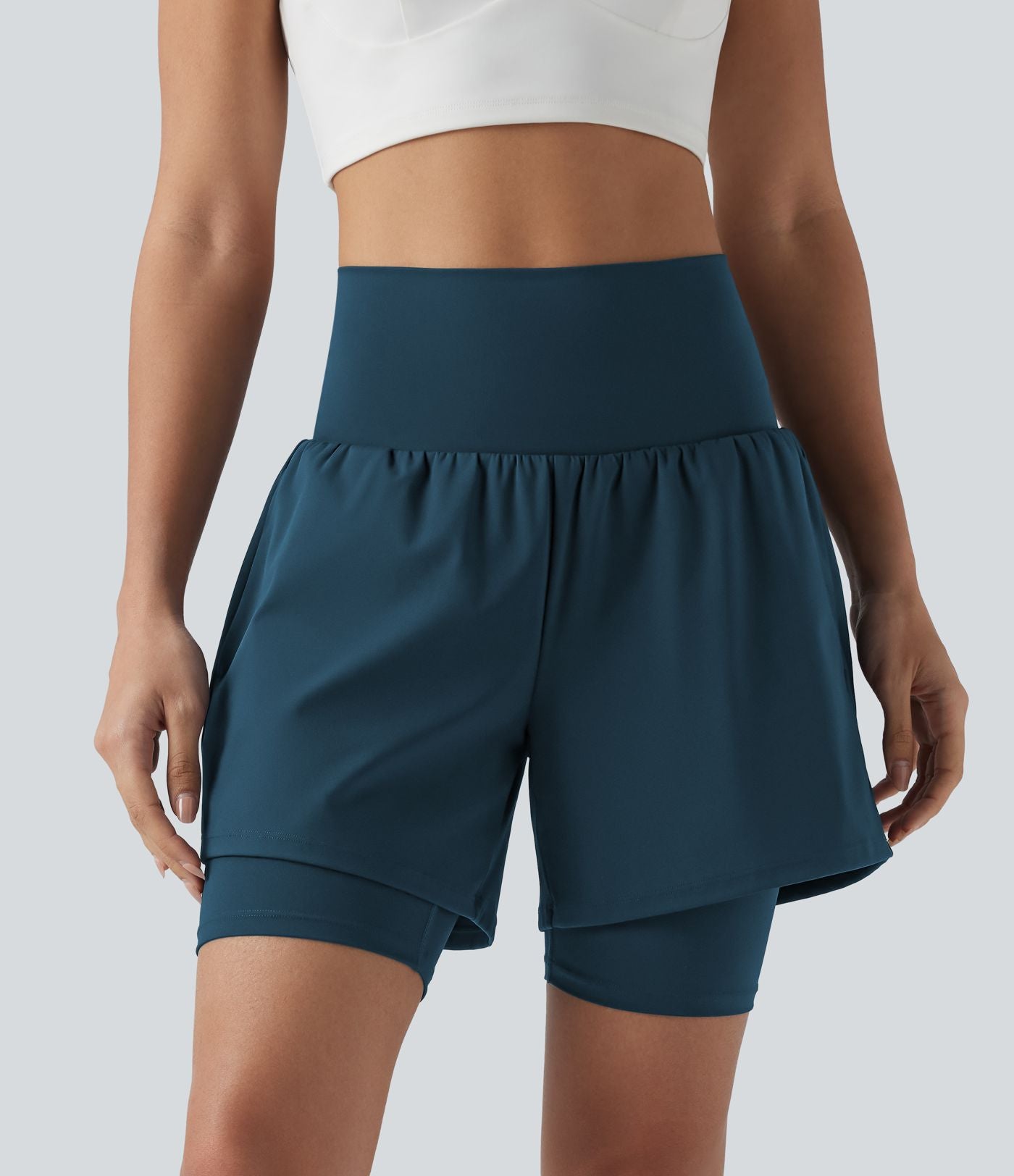 Short de yoga SoftlyZero™ Airy 2-en-1 taille ultra-haute effet frais InstantCool 17,5 cm avec poches