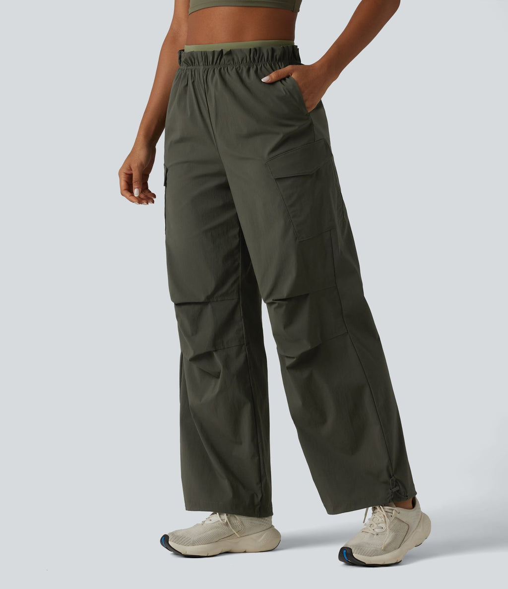 Jogging cargo ample de randonnée taille haute avec poches