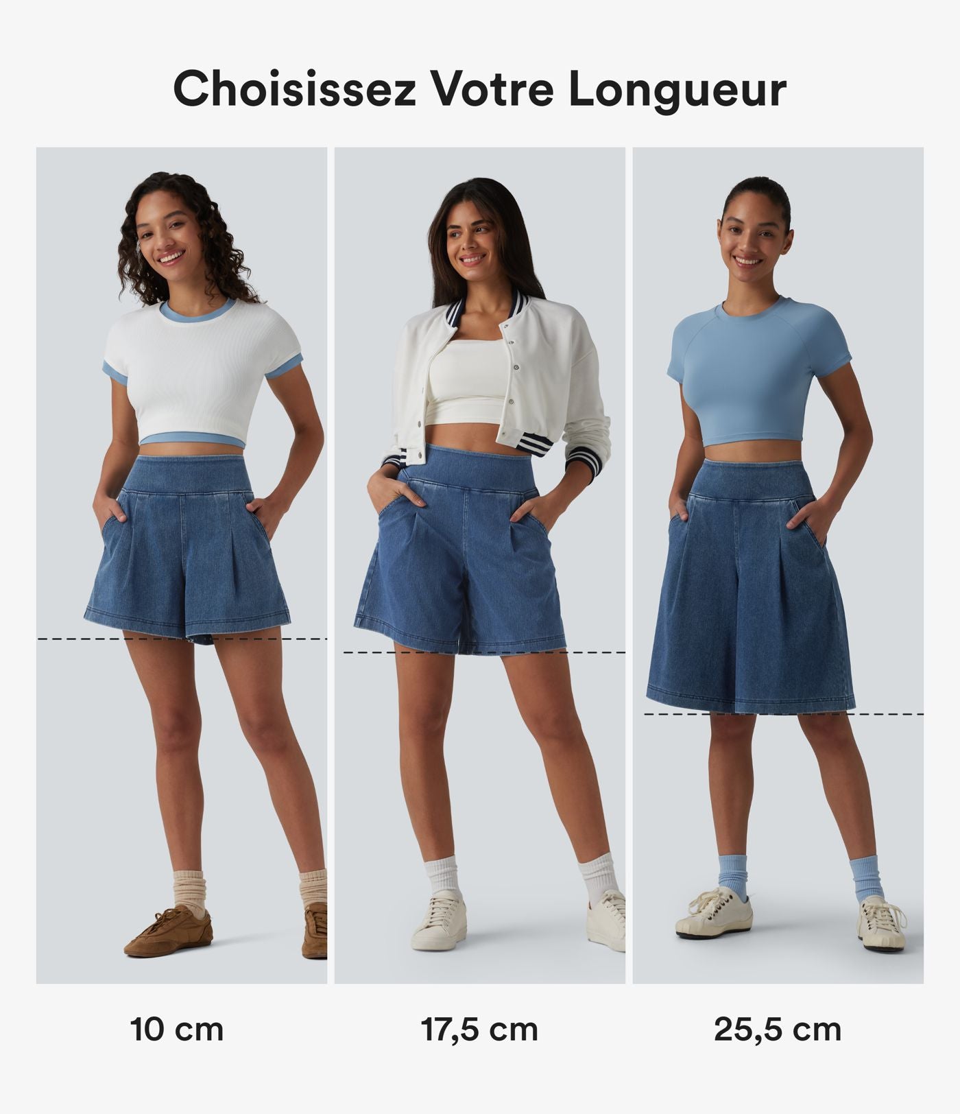 Halara Flex™ Short ample en jean décontracté taille haute 25 cm avec poches