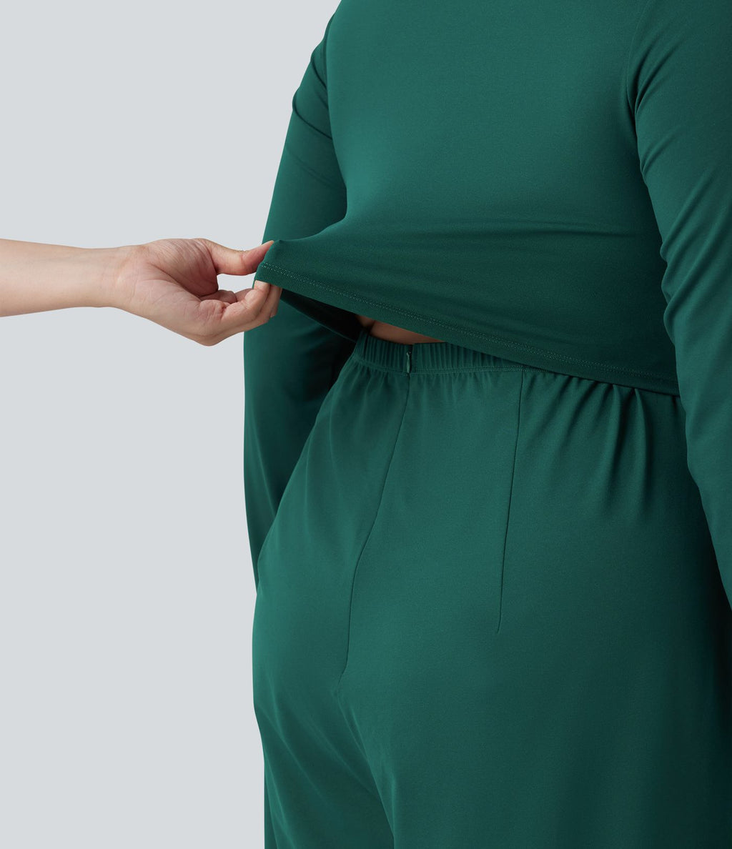 Combinaison grande taille jambe large à manches longues avec poches - Édition Easy Peasy