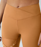 Legging yoga croisé taille haute avec mesh contrastant et boucle décorative DayStretch