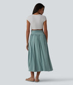 Robe midi casual bustier fluide avec détail froncé