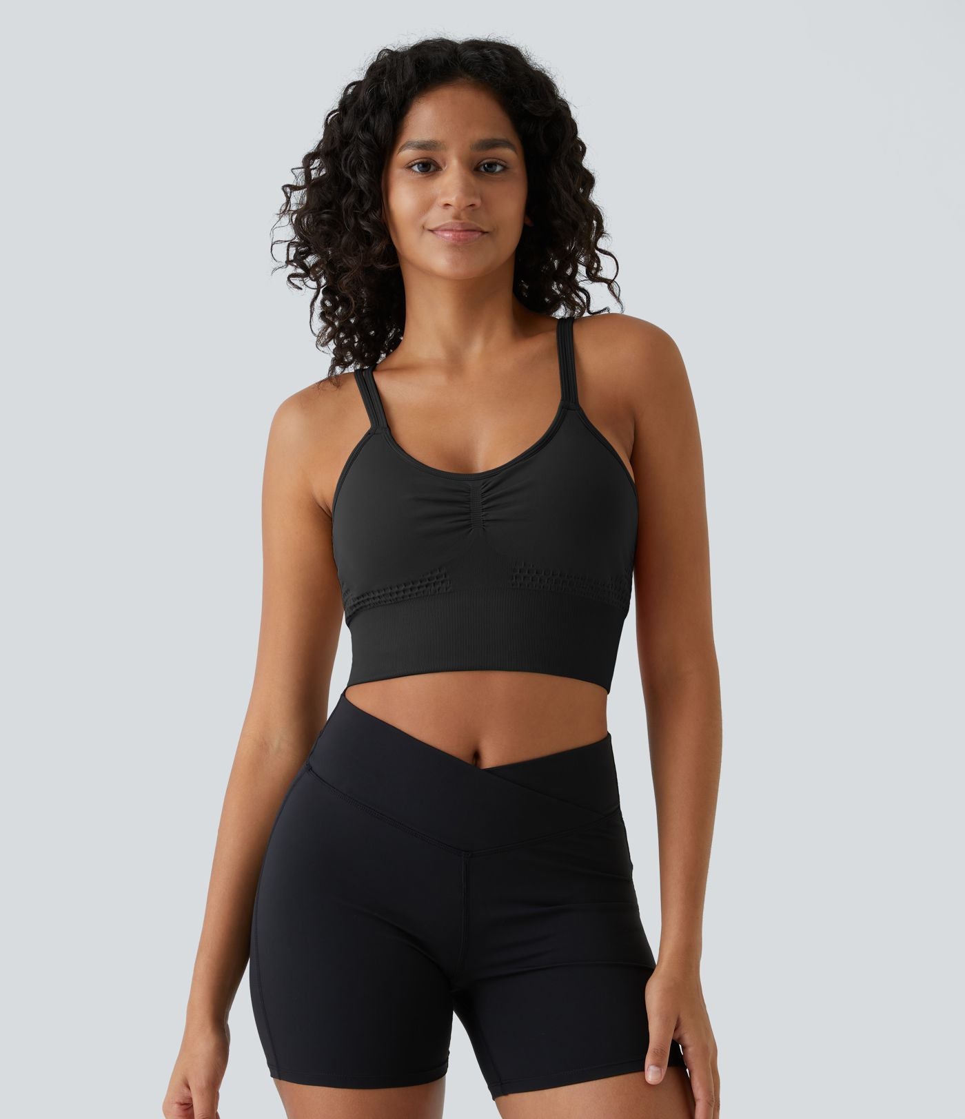 Brassière de sport maintien léger bretelles froncées doubles bonnets A-D OneForm Seamless Flow