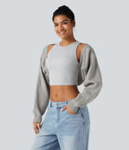 Boléro pull manches raglan longues coupe décontractée