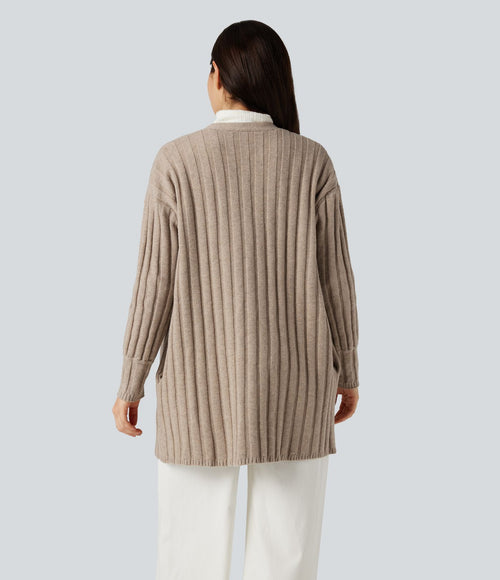 Cardigan décontracté à manches longues avec poches
