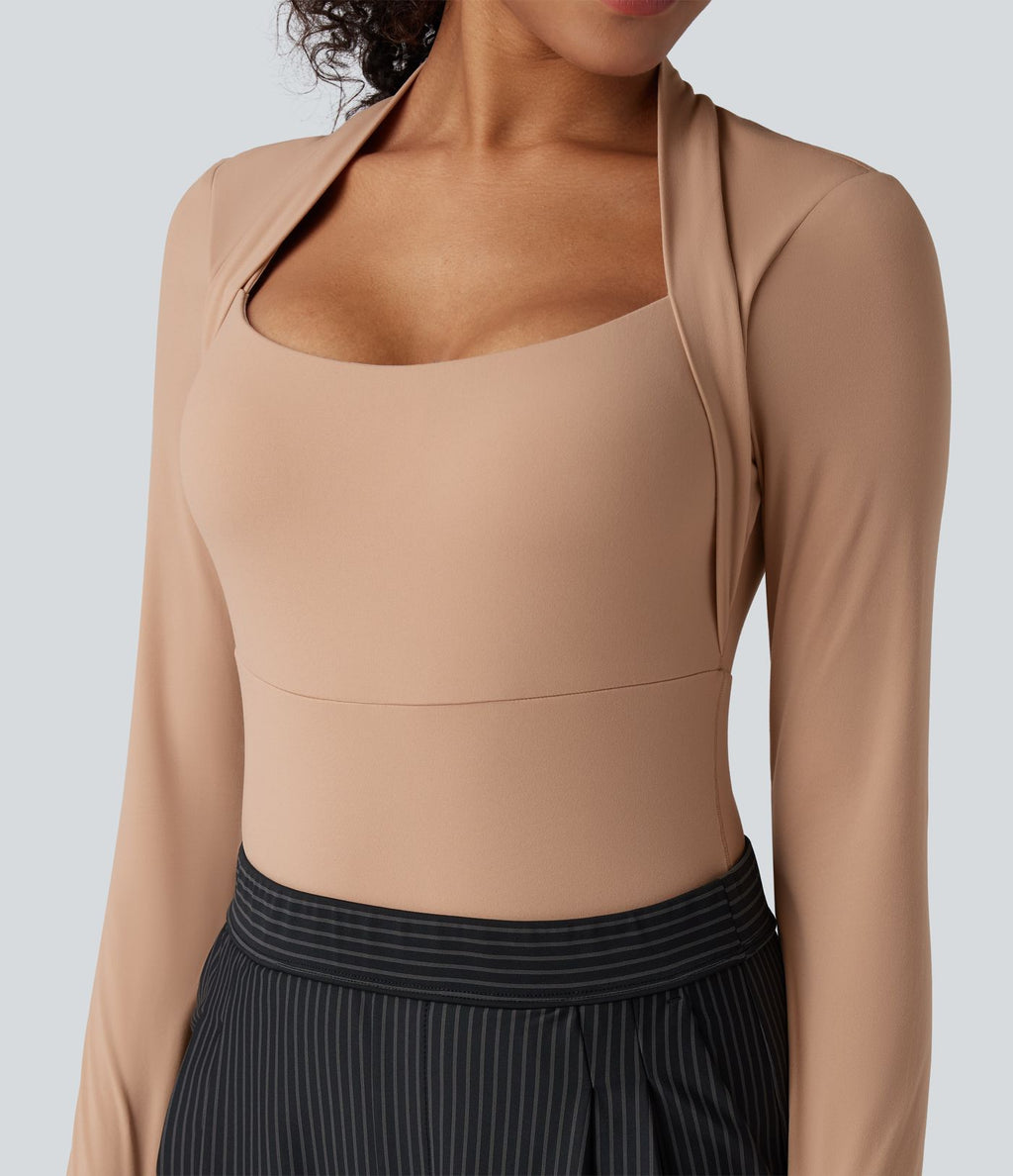 Body casual push-up ultra-extensible à manches longues avec passants pouces - Bonnet A/B