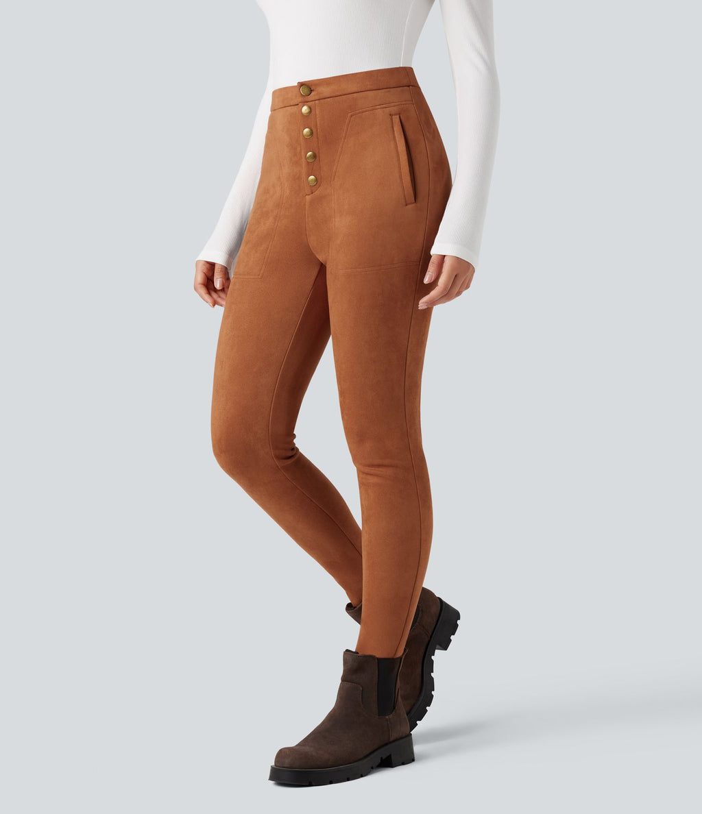 Legging suédine taille haute avec poches