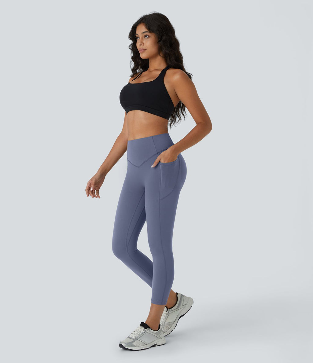Legging corsaire d'entraînement gainant galbant taille haute avec effet scrunch et poches Halara UltraSculpt™