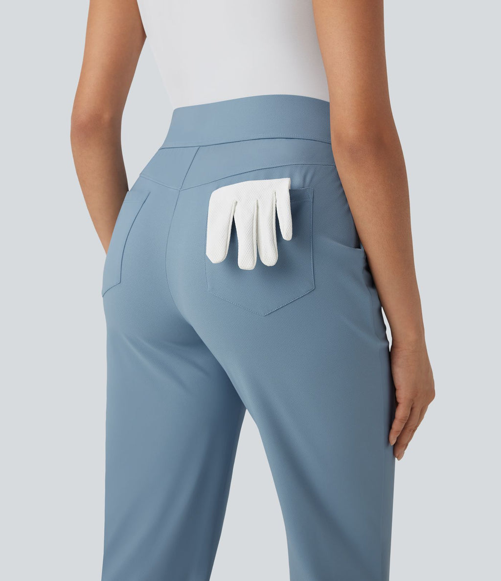 Pantalon de golf séchage rapide, taille mi-haute, avec poches et poche tee, UPF40+