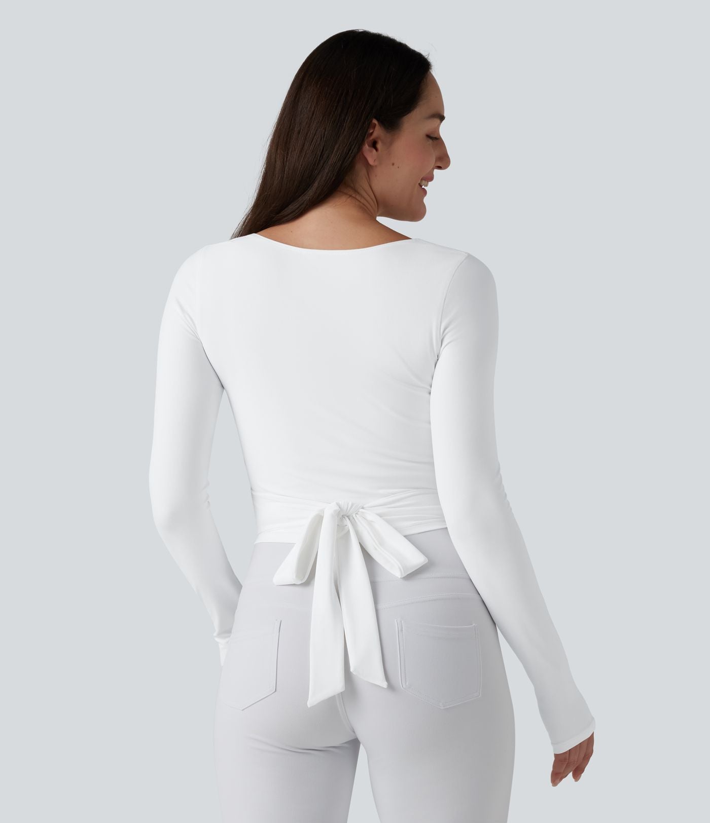 Haut casual SoftlyZero™ cache-cœur à manches longues avec passe-pouces, protection solaire UPF 50+