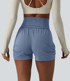 Short de yoga SoftlyZero™ Airy taille haute froncé effet frais InstantCool 7,5 cm avec poches