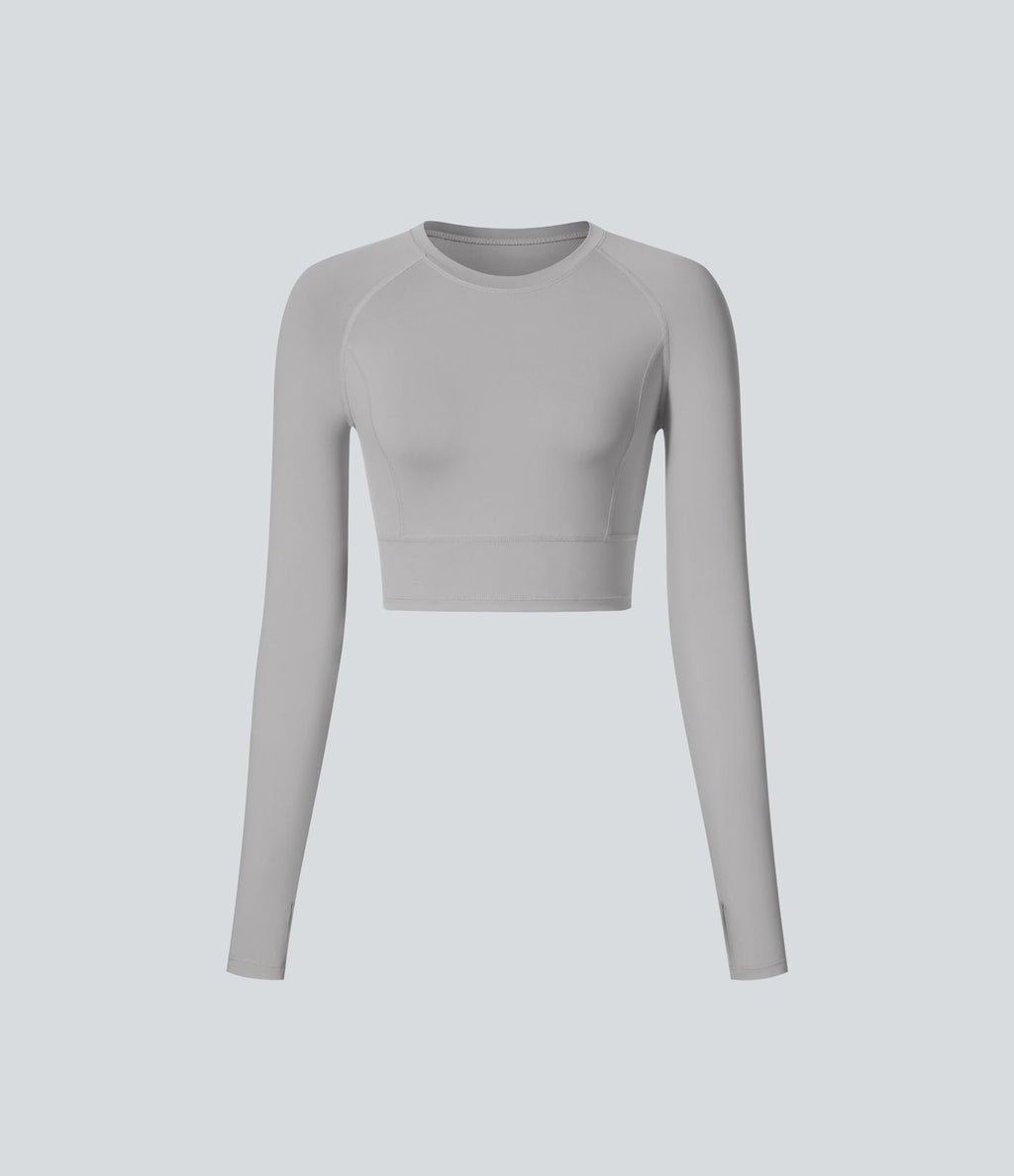 Top Sport Yoga Uni à Trou pour le Pouce Coupe Courte