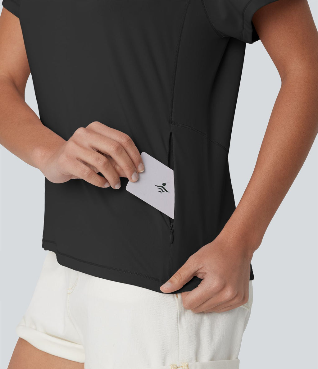 T-shirt casual col rond manches courtes avec poche