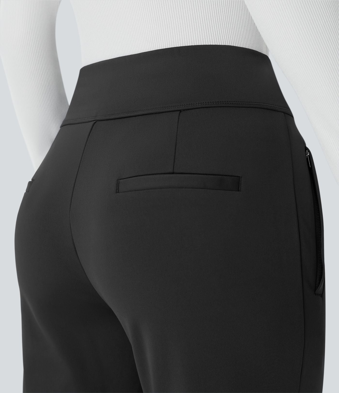 Pantalon tailleur évasé taille mi-haute Halara Flex™ DayStretch avec zip latéral et poches