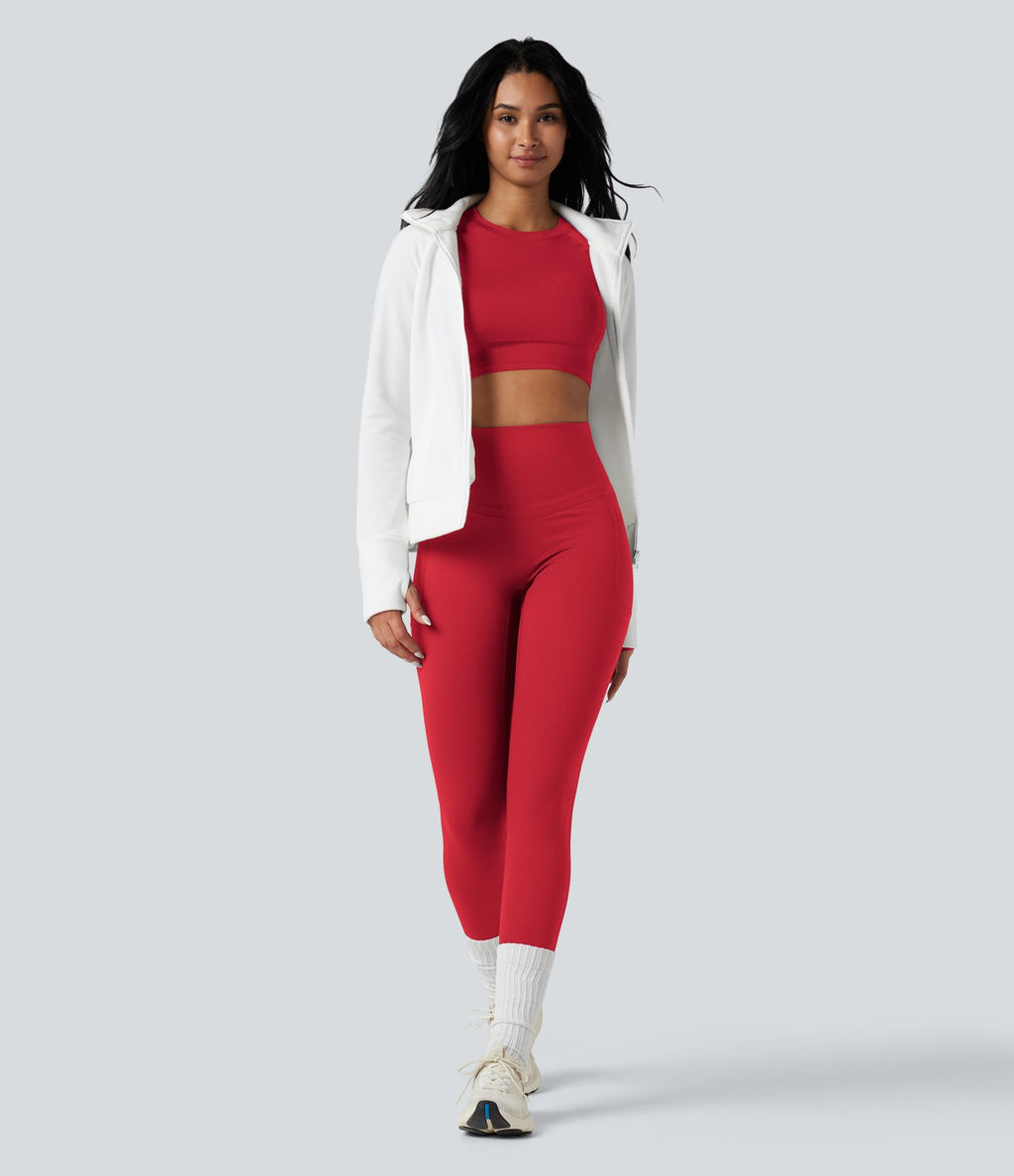 Legging running polaire thermique gainant croisé dos taille haute Halara UltraSculpt™ Heat avec poches