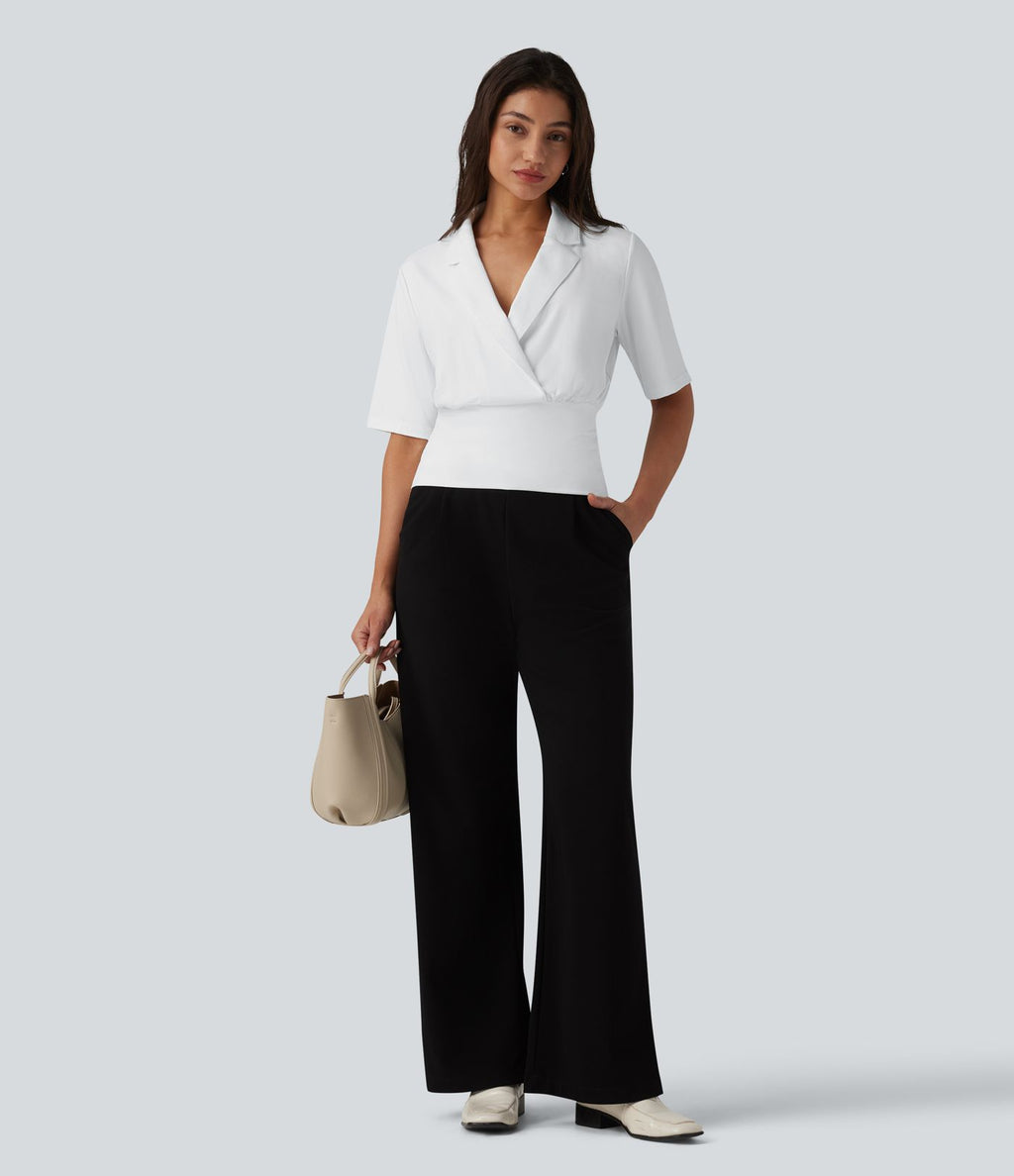 Haut SoftlyZero™ à revers pour le bureau, manches courtes, taille cintrée, protection solaire UPF50+