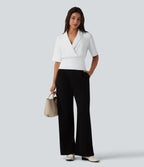Haut SoftlyZero™ à revers pour le bureau, manches courtes, taille cintrée, protection solaire UPF50+