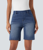 Short denim rayé Halara Flex™ taille haute avec poches