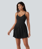 Robe nuisette mini demoiselle d'honneur et invitée de mariage avec brassière intégrée en mesh à col V noué et ourlet à volants